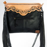 American Darling ADBGS146BKW2 Clutch Hand Tooled Hair On Genuine Leather Women Bag Western Handbag Purse