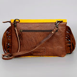 American Darling ADBG501A Clutch Hand Tooled Hair On Genuine Leather women bag western handbag purse