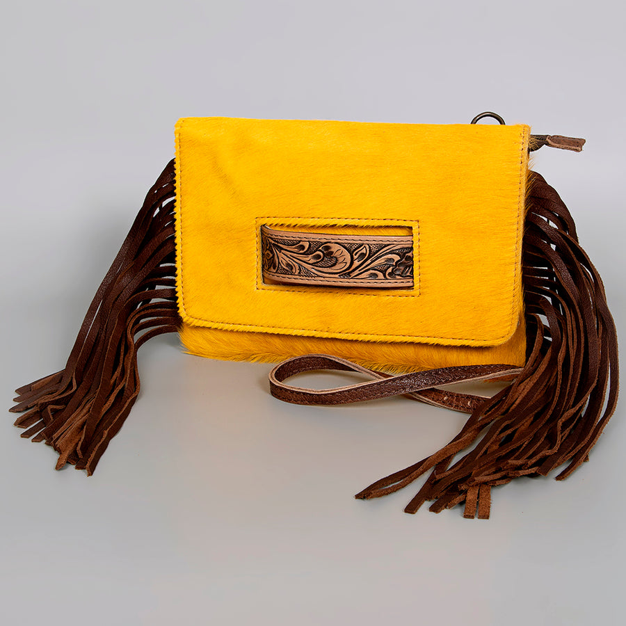 American Darling Small Cross body Bag - Hair-On Cowhide Hand Tooled Floral Leather - Uhorse