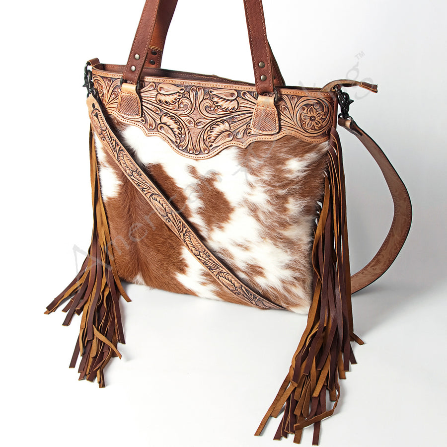 American Darling Messenger Hand Tooled Hair on-Genuine Leather Western Women Bag Handbag Purse | Crossbody for |Cute - Uhorse