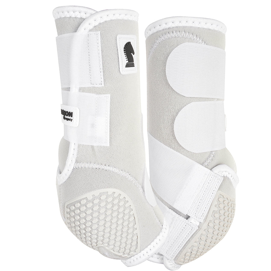 White synthetic horse leg boots with velcro closures - Uhorse