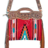 American Darling ADBGZ168G Clutch Hand Tooled Saddle Blanket Genuine Leather Women Bag Western Handbag Purse