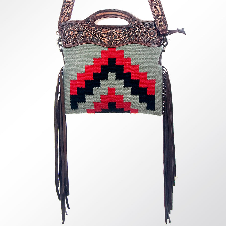 American Darling Clutch Hand Tooled Saddle Blanket Fabric Genuine Leather Western Women Bag Handbag Purse | Purses for Cute
