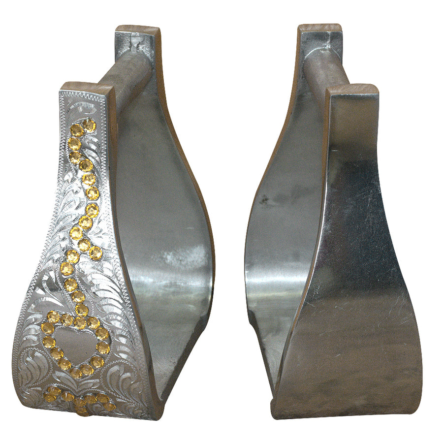 HILASON H. W. Saddle Engraved Metal Roper Stirrups | Riding Trail – by Hilason – Cowboy and equestrian accessories
