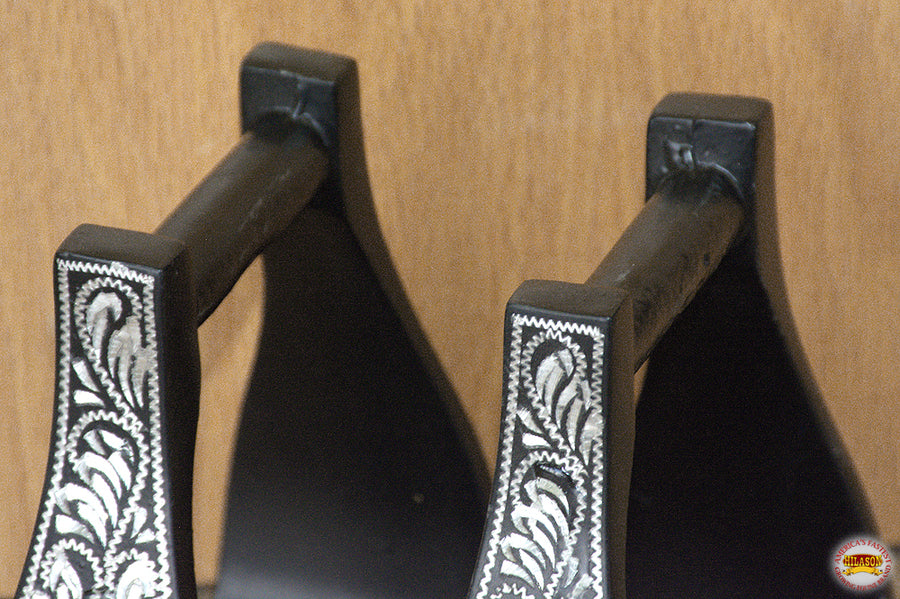 HILASON Horse Western Saddle Engraved Metal Roper Stirrups | Trail Riding Ranch