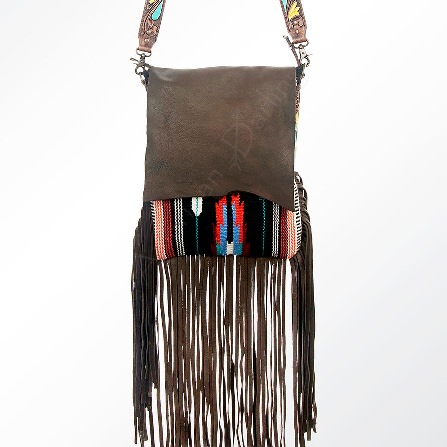 American Darling Messenger Saddle Blanket Fabric Genuine Leather Western Women Bag Handbag Purse | Cute