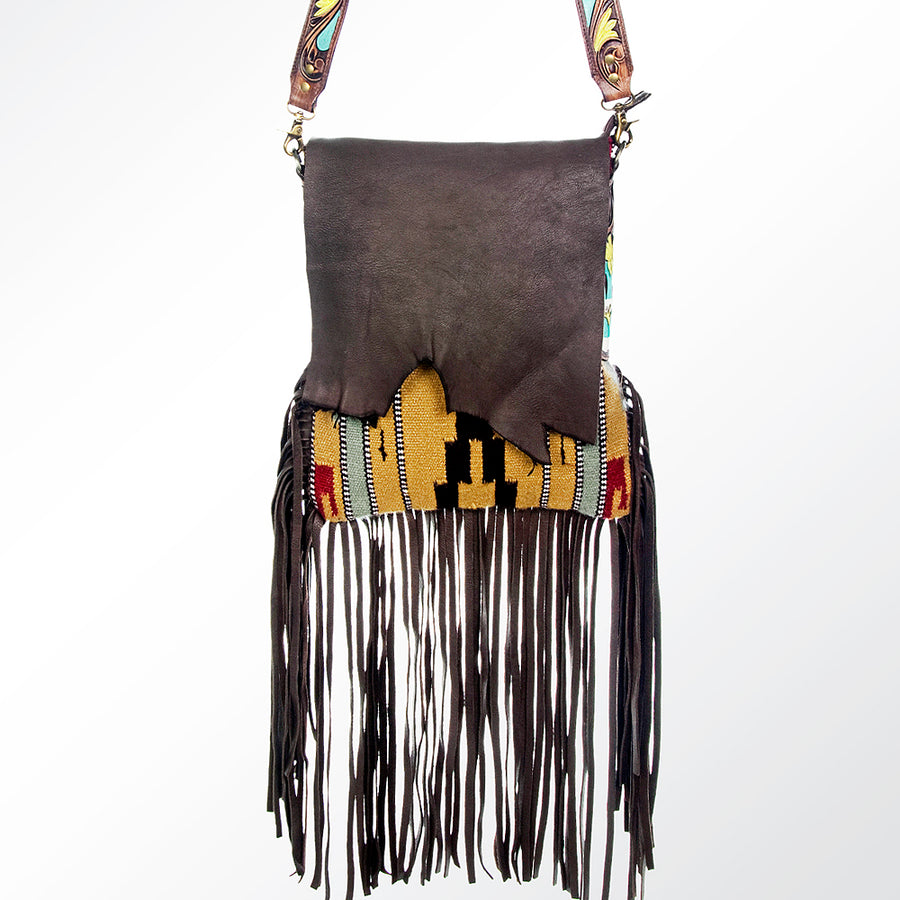American Darling Messenger Saddle Blanket Fabric Genuine Leather Western Women Bag Handbag Purse | Cute