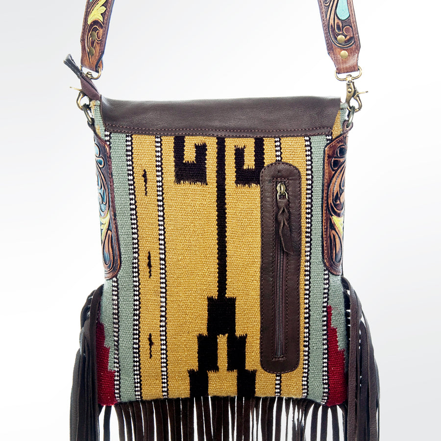 American Darling Messenger Saddle Blanket Fabric Genuine Leather Western Women Bag Handbag Purse | Cute
