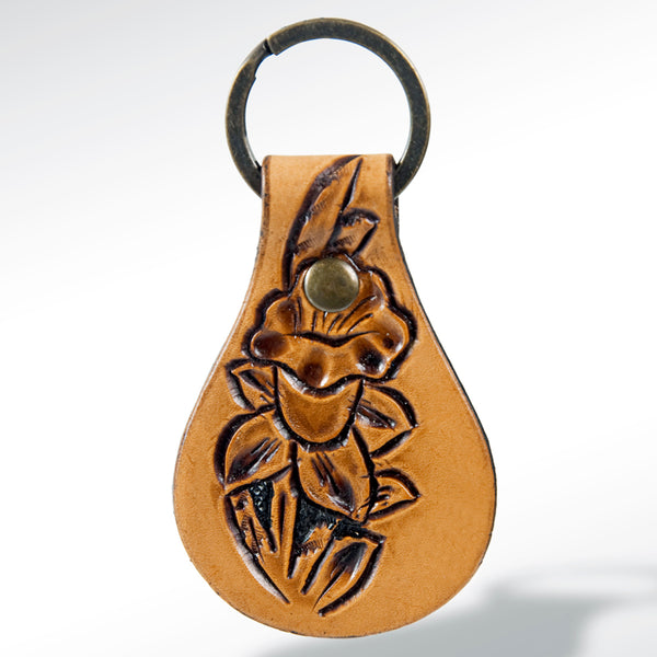 American Darling ADKR143 Hand Tooled Carved Genuine Leather Keyring – by Hilason – Cowboy and equestrian accessories