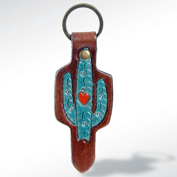 American Darling ADKR145 Hand Tooled Carved Genuine Leather Keyring – by Hilason – Cowboy and equestrian accessories