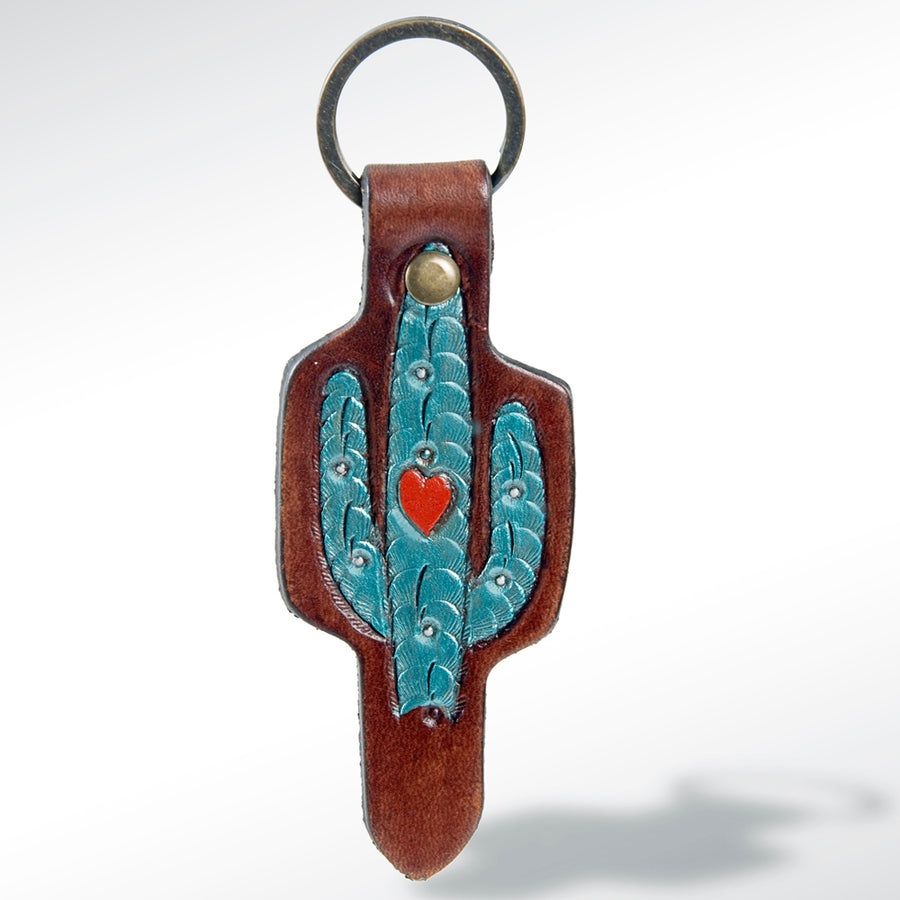 American Darling ADKR145 Hand Tooled Carved Genuine Leather Keyring – by Hilason – Cowboy and equestrian accessories