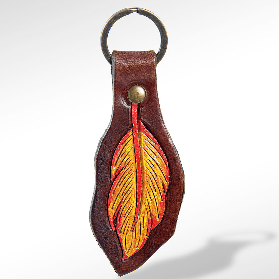 American Darling ADKR147 Hand Tooled Carved Genuine Leather Keyring – by Hilason – Cowboy and equestrian accessories