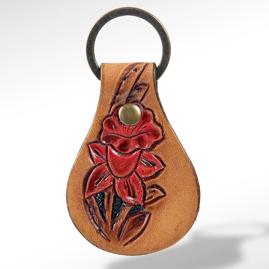 American Darling ADKR149 Hand Tooled Carved Genuine Leather Keyring – by Hilason – Cowboy and equestrian accessories