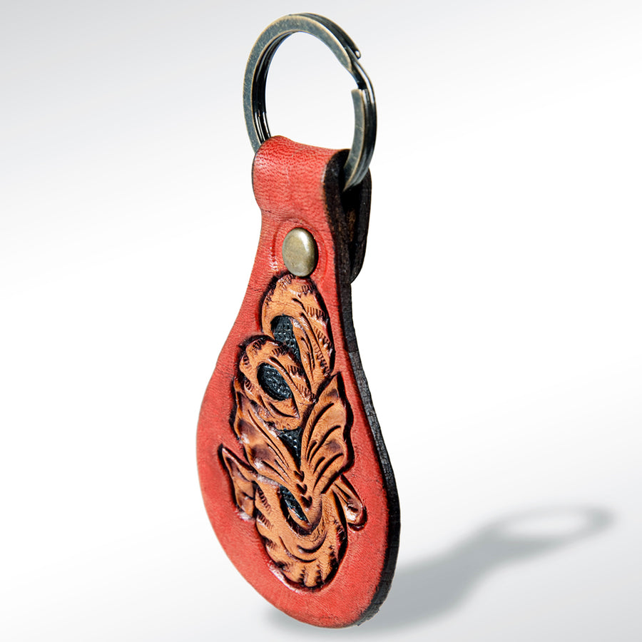 American Darling ADKR151 Hand Tooled Carved Genuine Leather Keyring