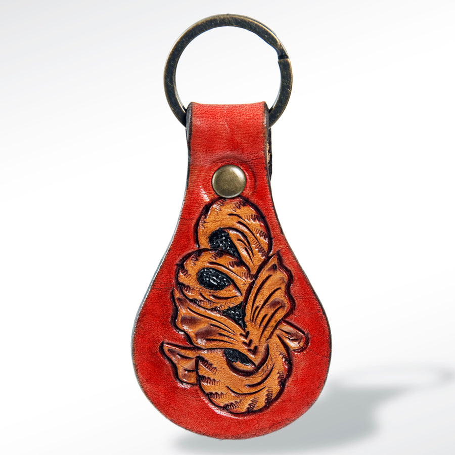 American Darling ADKR151 Hand Tooled Carved Genuine Leather Keyring – by Hilason – Cowboy and equestrian accessories