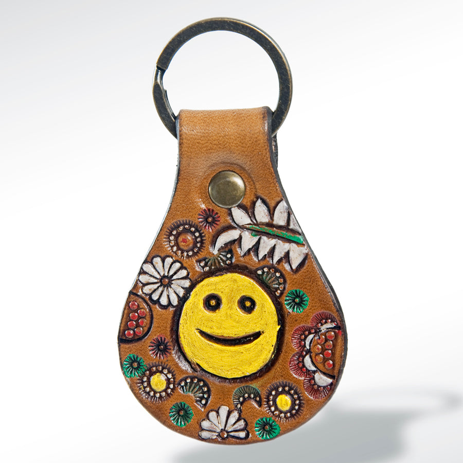 American Darling ADKR152 Hand Tooled Carved Genuine Leather Keyring – by Hilason – Cowboy and equestrian accessories