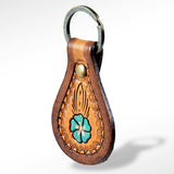 American Darling ADKR153 Hand Tooled Carved Genuine Leather Keyring