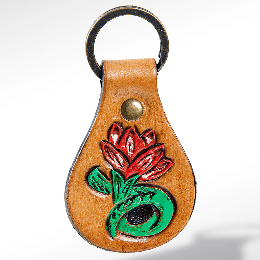 American Darling ADKR154 Hand Tooled Carved Genuine Leather Keyring – by Hilason – Cowboy and equestrian accessories