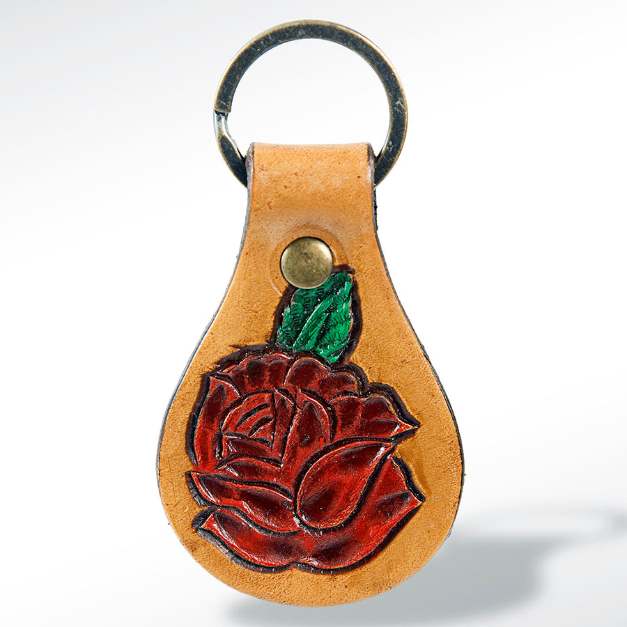 American Darling ADKR157 Hand Tooled Carved Genuine Leather Keyring – by Hilason – Cowboy and equestrian accessories