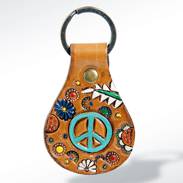 American Darling ADKR158 Hand Tooled Carved Genuine Leather Keyring – by Hilason – Cowboy and equestrian accessories