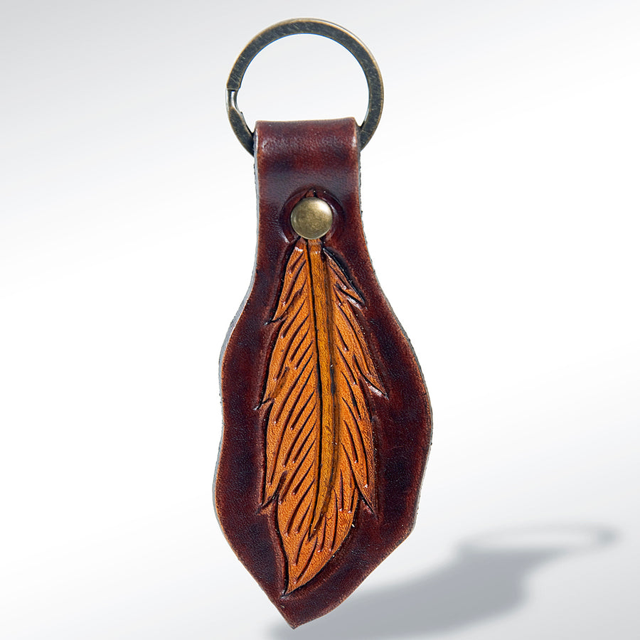 American Darling ADKR159 Hand Tooled Carved Genuine Leather Keyring – by Hilason – Cowboy and equestrian accessories