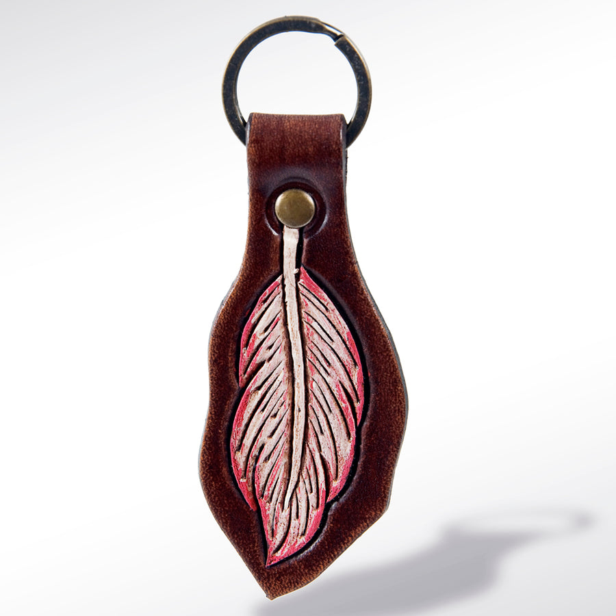 American Darling ADKR160 Hand Tooled Carved Genuine Leather Keyring – by Hilason – Cowboy and equestrian accessories