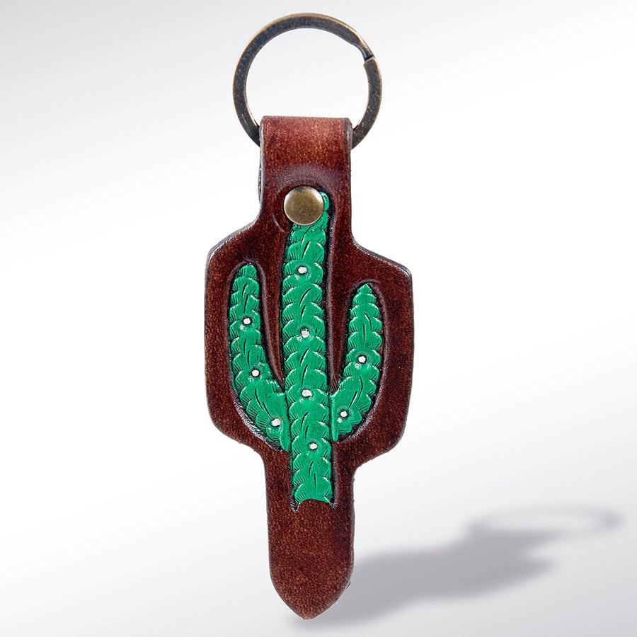 American Darling ADKR161 Hand Tooled Carved Genuine Leather Keyring – by Hilason – Cowboy and equestrian accessories