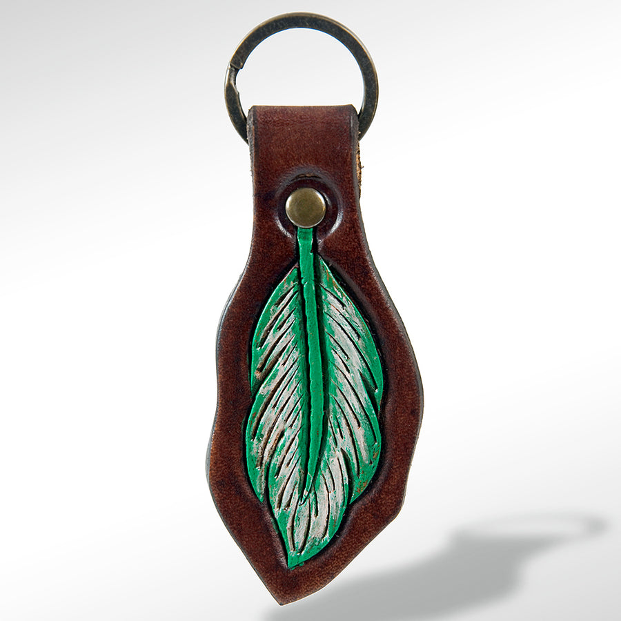 American Darling ADKR162 Hand Tooled Carved Genuine Leather Keyring – by Hilason – Cowboy and equestrian accessories