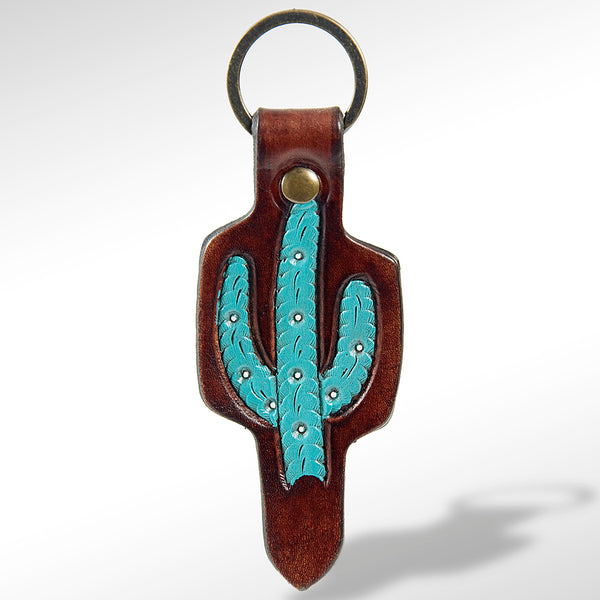 American Darling ADKR163 Hand Tooled Carved Genuine Leather Keyring – by Hilason – Cowboy and equestrian accessories