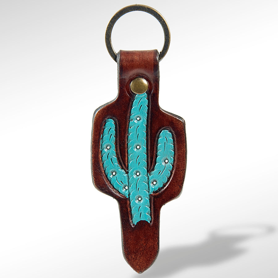American Darling ADKR163 Hand Tooled Carved Genuine Leather Keyring – by Hilason – Cowboy and equestrian accessories