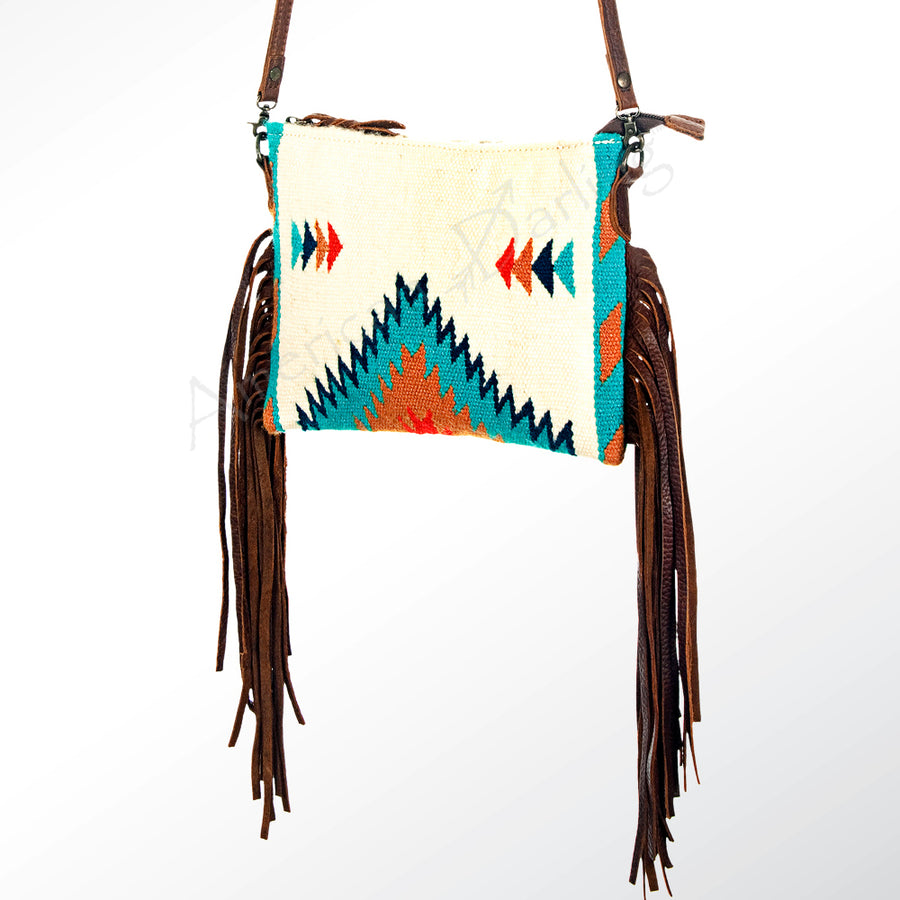 American Darling Cross body Bag with Woven Saddle Blanket and Fringes - Uhorse