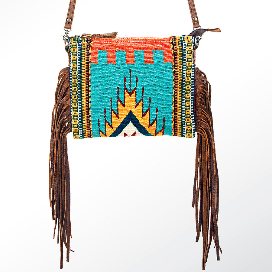 American Darling CrossBody Bag Saddle Blanket Fabric Genuine Leather Western Women Handbag Purse | for Cute Travel
