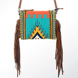 American Darling CrossBody Bag Saddle Blanket Fabric Genuine Leather Western Women Handbag Purse | for Cute Travel