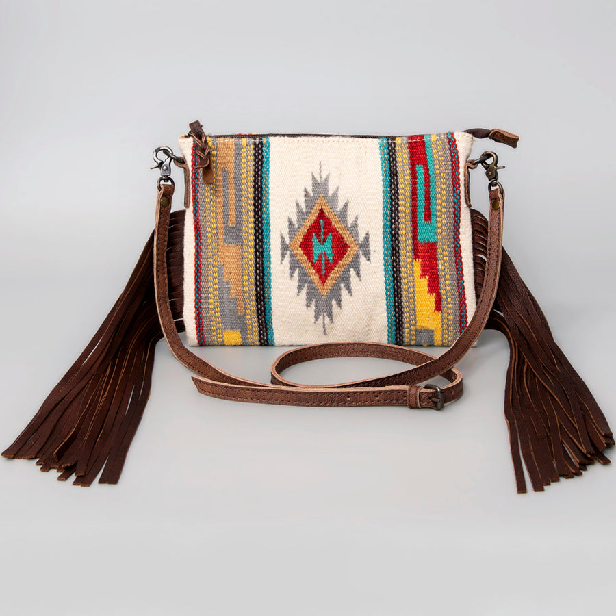 American Darling CrossBody Bag Saddle Blanket Fabric Genuine Leather Western Women Handbag Purse | for Cute Travel