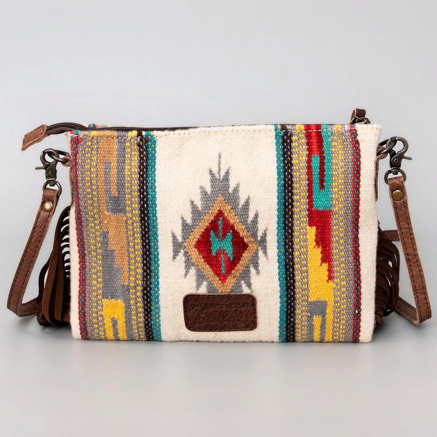 American Darling CrossBody Bag Saddle Blanket Fabric Genuine Leather Western Women Handbag Purse | for Cute Travel
