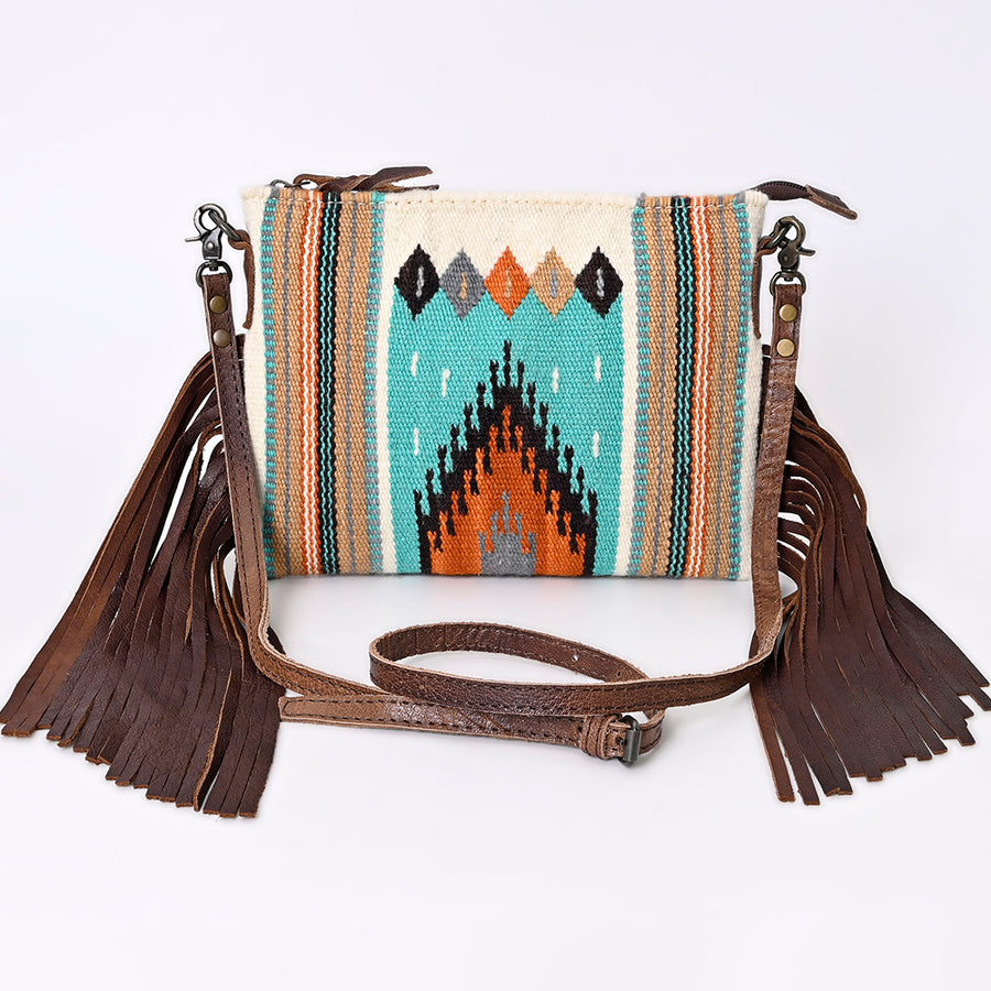 American Darling CrossBody Bag Saddle Blanket Fabric Genuine Leather Western Women Handbag Purse | for Cute Travel