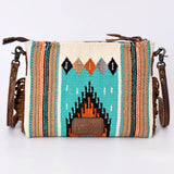 American Darling CrossBody Bag Saddle Blanket Fabric Genuine Leather Western Women Handbag Purse | for Cute Travel