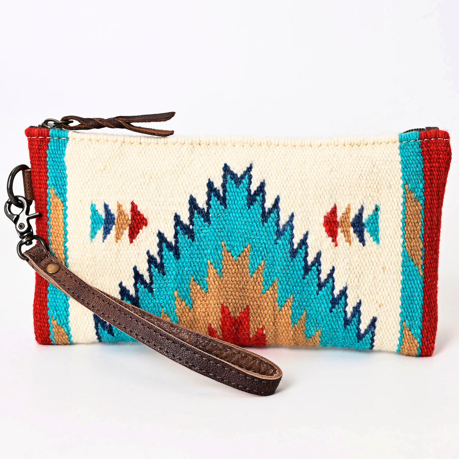 American Darling Wristlet Bag Handcrafted from Floral Embossed Damascus Genuine Leather with YKK Zipper and Wrist Strap