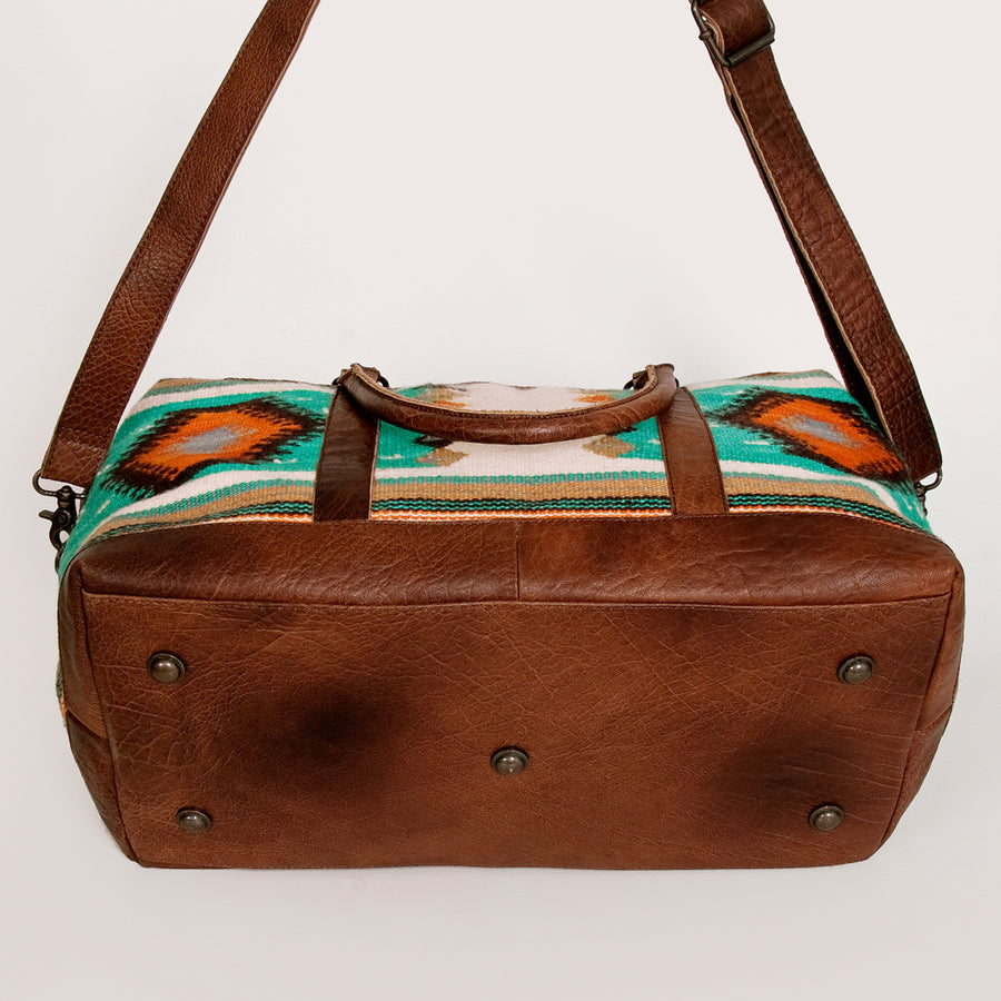 American Darling Duffel Bag Handcrafted from Hand Woven Saddle Blanket and Genuine Leather with YKK Zipper and Large Capacity