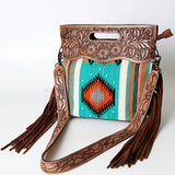 American Darling ADBG496A Clutch Hand Tooled Saddle Blanket Genuine Leather Women Bag Western Handbag Purse