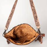 American Darling Signature Cross Body Bag Hand Tooled Floral Carved Leather Woven Saddle Blanket Fringes Genuine Leather