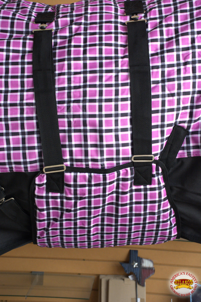 Pink Black Plaid HILASON 1200D Winter Waterproof Poly Horse Turnout Blanket Belly Wrap