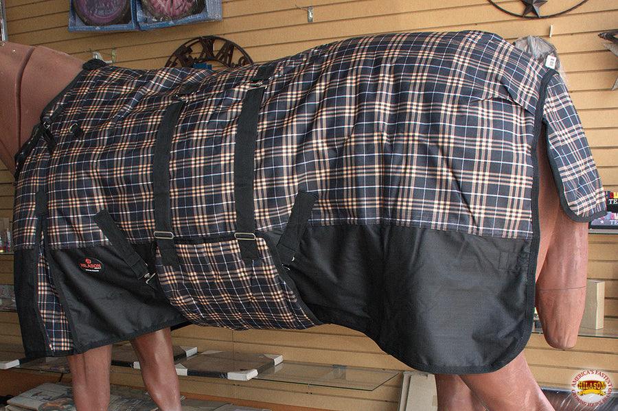 Orange Black Plaid HILASON 1200D Winter Waterproof Poly Horse Turnout Blanket Belly Wrap