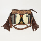 American Darling Hand Tooled Hair On Genuine Leather Women Bag Western Handbag Purse