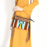 American Darling ADBGZ183D Cross Body Hand Tooled Saddle Blanket Genuine Leather Women Bag Western Handbag Purse