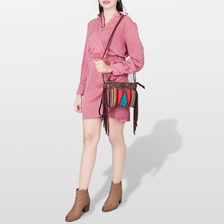 American Darling Cross Body Hand Tooled Saddle Blanket Genuine Leather Western Women Bag Handbag Purse | Crossbody for Cute