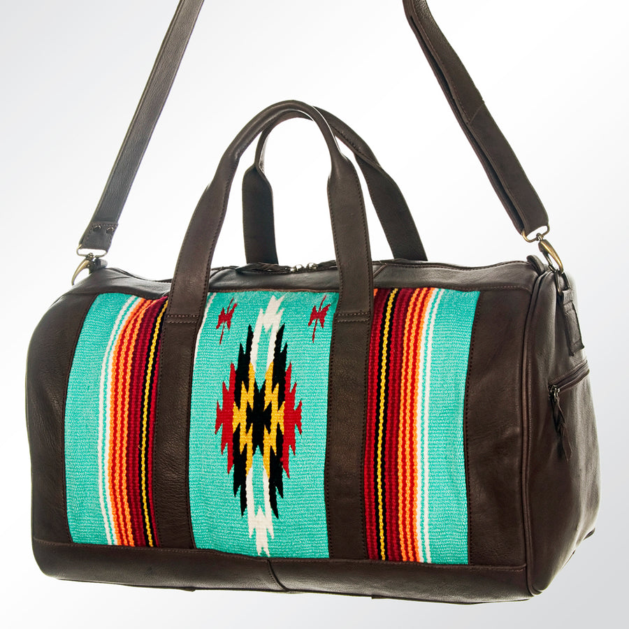 American Darling Duffel Saddle Blanket Genuine Leather Western Women Bag | Handbag Duffle Weekend Travel Bags for