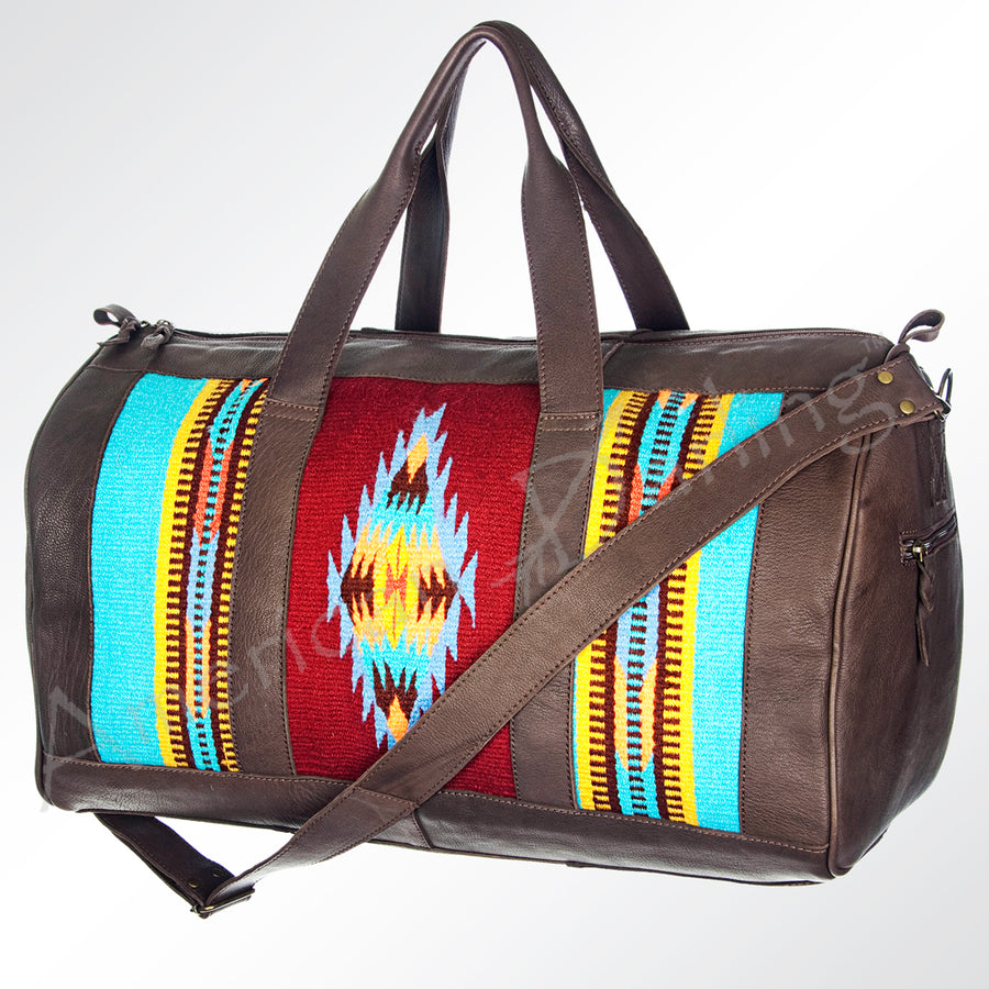 American Darling Duffel Saddle Blanket Genuine Leather Western Women Bag | Handbag Duffle Weekend Travel Bags for