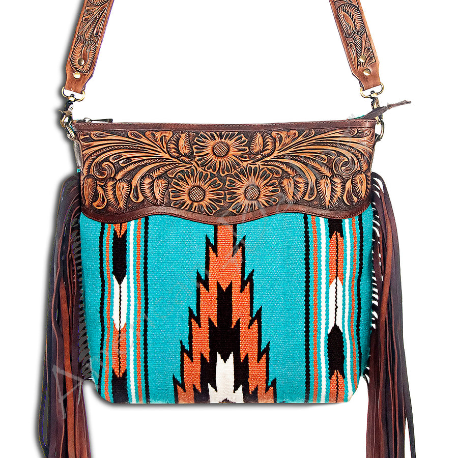 American Darling Signature Crossbody Hand Tooled Saddle Blanket Genuine Leather Western Women Bag Handbag Purse - Uhorse