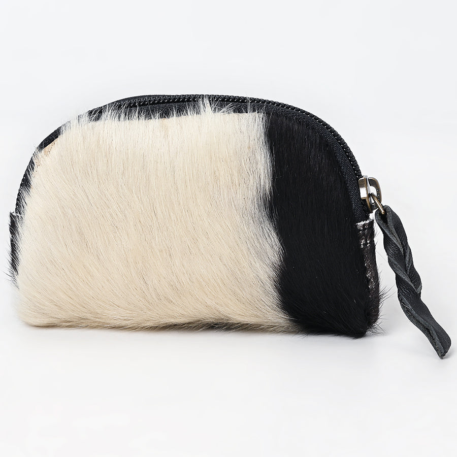 American Darling Coin Purse Bag Handcrafted from Hair-On Cowhide & Genuine Leather with Braided Pull and YKK Zipper